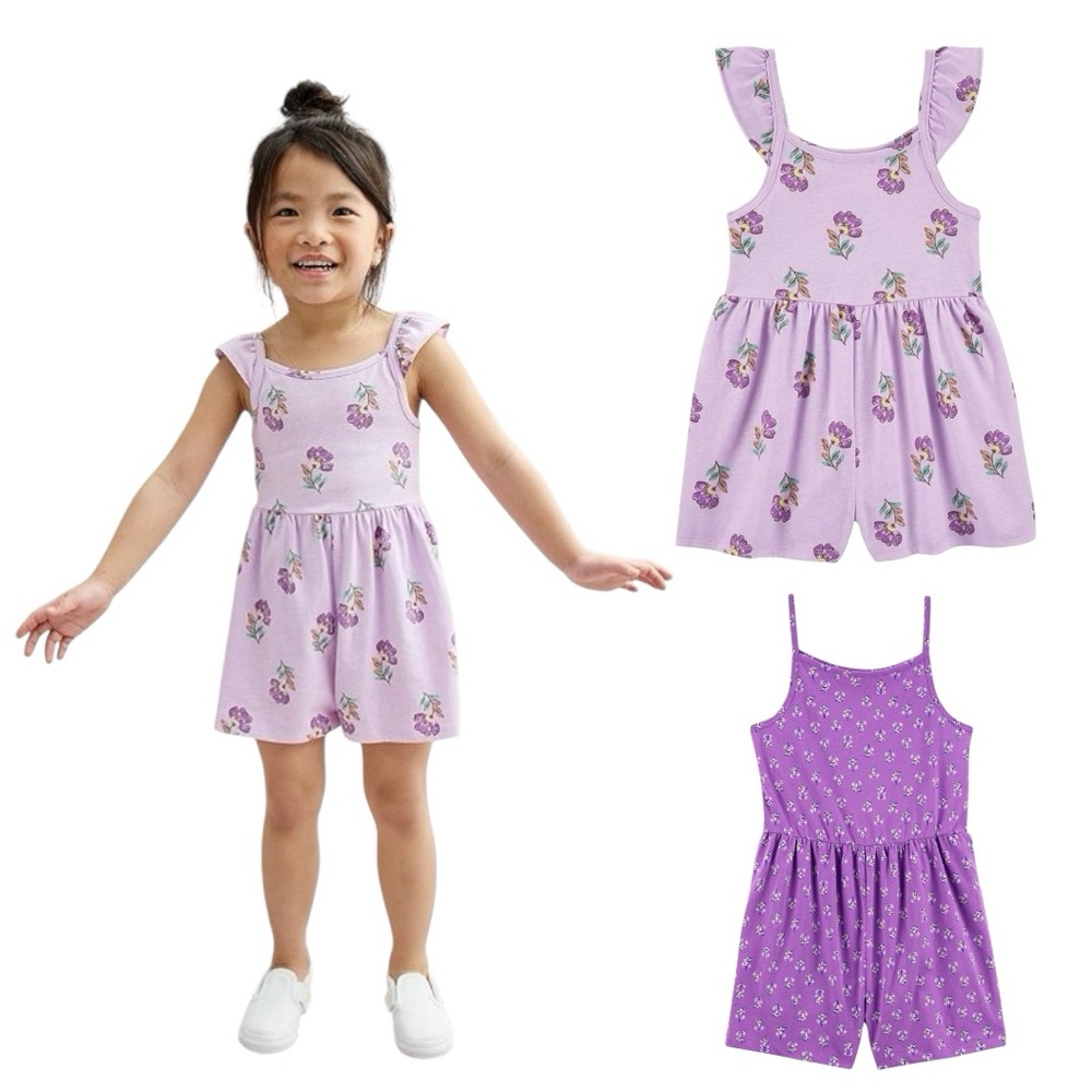 Carter's Purple Floral Kids romper lot of 2 5T